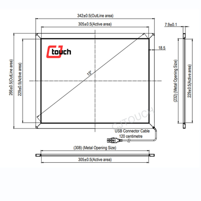 Multi Touch 15inch Infrared Touch Screen For Kiosk High Sensitivity