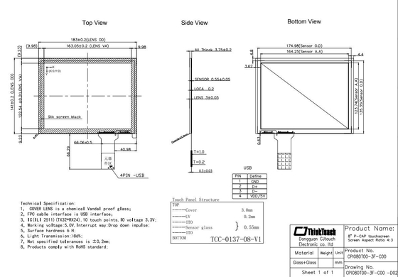 7&quot;-8.4&quot; Multi Touch Capacitive Touchscreen , Antiglare Dustproof Touch Screen PCAP