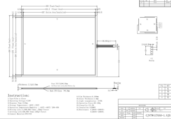 Sensitive 4 Wire Resistive Touch Panel 17 inch 15ms Response