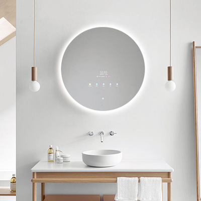 10.1'' Touchscreen Smart Mirror , IP65 PCAP Round Led Bathroom Mirrors